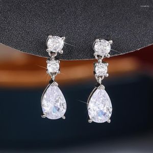 Orecchini pendenti moda argento 925 ago piccola goccia d'acqua cristallo zirconi gioielli da sposa per donne anti allergiche