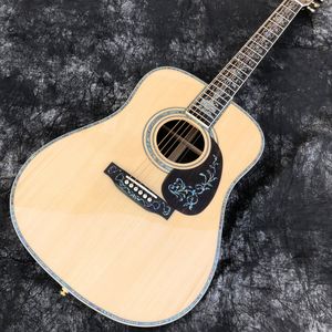 41 polegadas Sólido Spruce Top D Estilo Guitarra Acústica Abalone Flores Incrustações Ébano Fingerboard Guitarras De Jacarandá