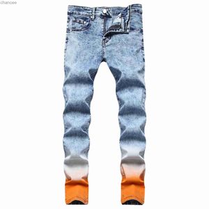 2022 MENS SNOW WASH Denim Pantscandy Color Street Fashion Casu