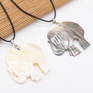 Pendant Necklaces Necklace Small White Animal Elephant Shape Natural Shell Alloy For Women Men Beads Quartz Jewelry Gifts Souvenirs