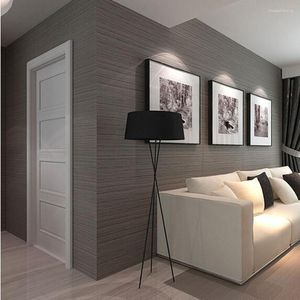 Wallpapers Plain Dark Gray Vertical Striped Wallpaper Waterproof PVC Solid Color Engineering Clothing Papel De Parede Para Quarto