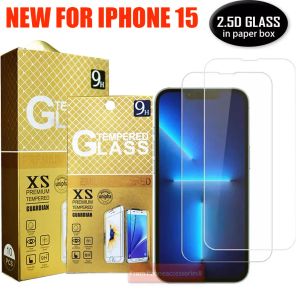 Protetor de tela de telefone de vidro temperado 2.5D para iPhone 15 14 13 12 11 PRO XS X XR MAX Samsung A14 A24 A34 A54 a13 a23 a53 a73 0,3 mm Vidro com saco de papel de varejo