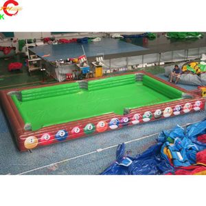 Partihandel 12x6m (40x26ft) Gratis fartyg utomhusaktiviteter Snooker Fotboll Human biljard Uppblåsbar fotbollsbord till salu