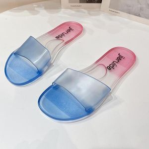 Slippers 2023 Summer Women Candy Color Transparent Slides Flat Plus Size Beach Sandals Shoes Ladies Casual Jelly