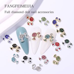 Kawaii Silber Gold Kopf Nagel Charms für Acrylnägel 3D Rosa Nail Art Strasssteine Schmuck Nagel Edelsteine Metall Nageldekorationen für Frauen Mädchen Nagelzubehör Zubehör