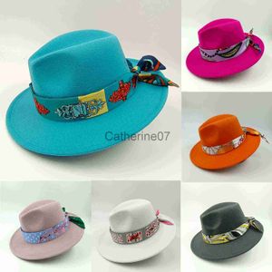 Stingy Brim Hats Fashion Ribbon Accessories Fedoras Hat for Women and Men Autumn Panama Jazz Cap Britain Style Elegant Retro Fedora Wide Brim Hat J230829