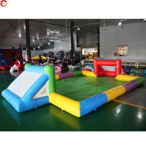 Hurtownia 20x10m (65 x 33 stóp) z dmuchawą bezpłatne statek drzwi na świeżym powietrzu Giant Inflatible Football Field Commercial Big Soccer Fields Sport Game na sprzedaż-P