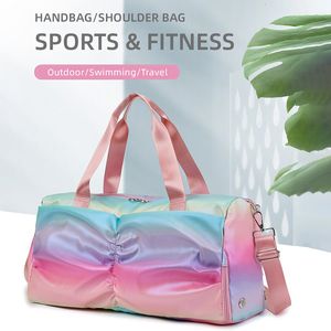 Duffelväskor Färgglada kvinnor Gym Bag Travel Fitness For Shoes Outdoor Shoulder Sports Student Daily Dry Wet Handväskor Yoga Pack 230828