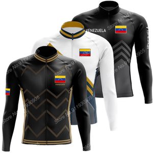 Cykeltröjor toppar Maillot Venezuela Team Winter Cycling Jersey Långärmad Herrkläder Race Road Bike Skjortor Bicycle Tops MTB Uniform 230828