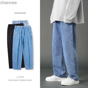 Men's Straight Jeans Spring Summer New Classic Style Elastic Waist Loose Drape Fashion Y2k Trousers Male Streetwear HKD230829