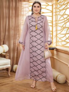 Plus Size Vestidos TOLEEN Mulheres Plus Size Maxi Vestidos Grande Verão Chic Elegante Manga Longa Casual Abaya Evening Party Festival Robe Roupas 230828