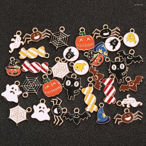 Charms Halloween Ghost Skull Enamel Alloy Oil Drop Paint Pendants Women DIY Jewelry Making Earring Accessory Randomly Mix 30pcs