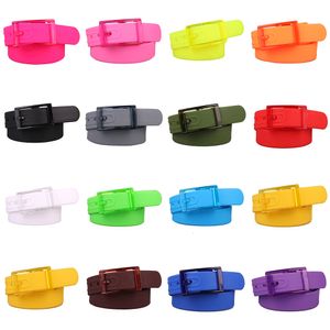 Belts Eco-Friendly Plastic Belt For Men Women Candy Color Unisex Silicone Rubber Belts Male Female Jeans Leather Strap Accessories 230829