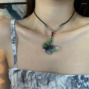 Pendant Necklaces Chinoiserie Transparent Butterfly Exaggerated Handcrafted Necklace For Women Party Jewelry