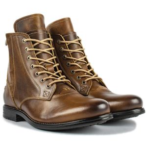 Botas homens cavaleiro outono requintado zip tornozelo artesanal dedo do pé redondo baixo salto masculino sapatos moda couro conciso lazer design 230829