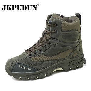 Stiefel Taktische Militärische Kampfstiefel Männer Echtes Leder US Army Jagd Trekking Camping Bergsteigen Winter Arbeitsschuhe Bot JKPUDUN 230829