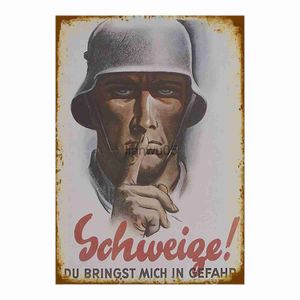 Metal Painting Wwii Keep QuietVintage German Poster Metal Signs Wall Cave Tin Sign Posters Home Bar Garage Cafe Metal Sign Gift 8x12 Inch x0829