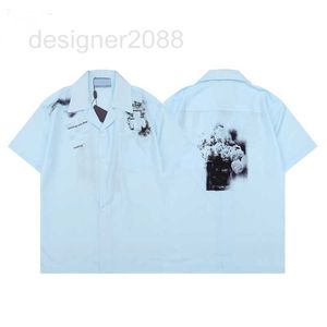 Męskie koszulki projektant 2023 Europe Paris Tee Hawaii Beach Men Summer Blue Letter Print Tshirt Man krótkie koszule