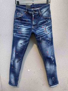 Atacado- Luxo Italiano Rosa Bordado 2023 Novo Designer MenJeans Slim Fit Mens Impresso Jeans Biker Denim Calças PO9A