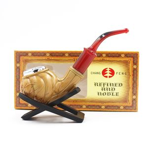 Pipa a mano in resina gialla e rossa per pipe da fumo in legno per tabacco Pipa in legno da fumo