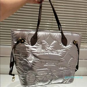 Totes handbag wallet Fashion Leather messenger shoulder Winter down handbag Women Bags Capacity Composite Shopping bags 32CM