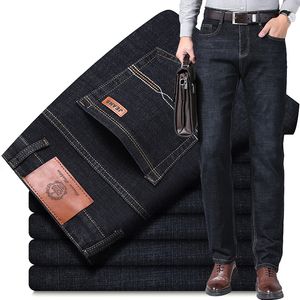 Mens Jeans Stretch Fit Busine Business Fashion Soft Denim Trousers Male Brand Pants Black Blue 230828