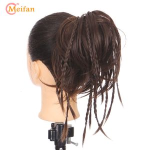 Syntetyczne peruki Meifan Syntetyczny niechlujny warkocz chignon gumowa opaska włosy lina naturalna sztuczna bułka kręcone klips klips w włosach 230828