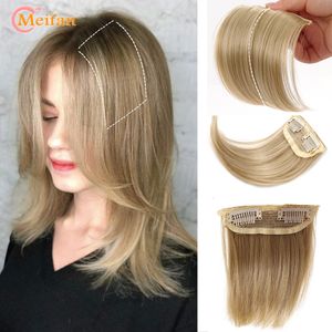 Wig Caps MEIFAN Synthetic Short Straight Patch Hair Pieces Invisible Clip in Hair Extension Fluff Natural Fake Pad Hight Hairpieces 230828