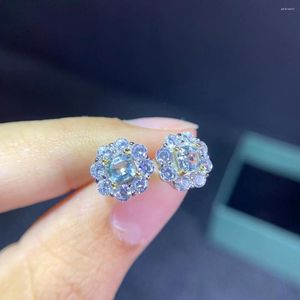 Серьги с заводом Colife Jewelry Natural Aquamarine для ежедневной ношения 4 мм 925 Серебро