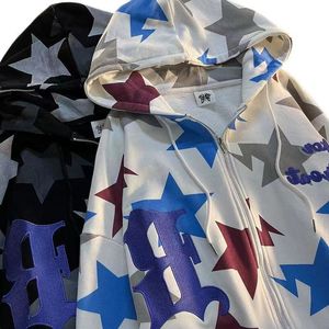 Bluzy damskie bluzy amerykańskie Hiphop Starry Cardigan Bluza męskie i damskie jesień luźne eleganckie kurtka w stylu college'u 230828