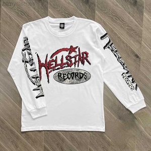 Men's T-Shirts Good Quality Hellstar Recdrds Fashion Long Sleeved T Shirt Men Hellstar Recdrds T-Shirt White Women Vintage Tees