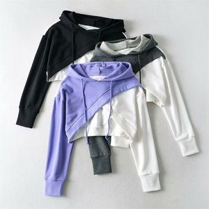 Mens Hoodies Sweatshirts Fashion Personality Short Contrast Color Cross LongSleeved Pullover Y2k Hoodie Female Chic Harajuku Fall Crop Tops 230828