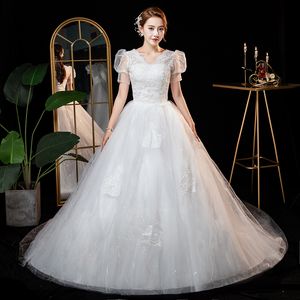 Urban Sexy Dresses V Neck Ball Gown Wedding Classic Spets Tulle Bridal Dress with Puff Sleeve Elegant Long Vestidos de Noiva Plus Size 230828