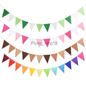 12 Flags 17cm Colorful Felt Banner Garlands Birthday Bunting Pennant Baby Shower Wedding Garland Party Decoration Supplies HKD230829