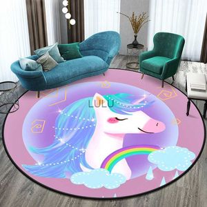 unicorn round carpet floor mat living room carpet living room rug washroom floor mat area rug cute children's room decor gifts HKD230829
