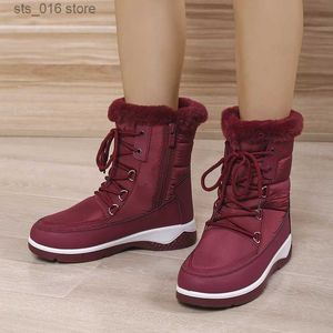 2024 Snow Winter Women's New Fashion Lace-Up Solid Plush Warm Platform Shoes Female Outdoor Non-Slip Ankle Boots Mujer T230829 4Bd01 D3371