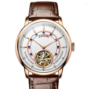 Wristwatches Switzerland HAZEAL Automatic Mechanical Sapphire Men's Watches 50M Waterproof Dual Hollow Out Diamond Clock 681320