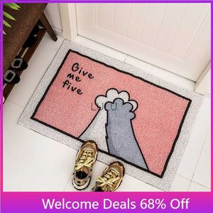 Front Door Mat Entrance Doormat Cartoon Printed 40x60cm Home Decor PVC Silk Loop Welcome Mats Non-Slip Floor Rug Carpet HKD230829