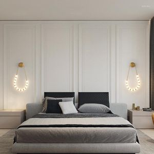 Vägglampa led konstnärlig glashalsband designer svart guld ljus sconce dekor arandela extern för sängen