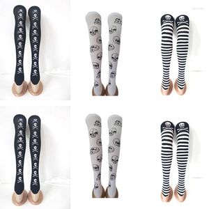 Women Socks Halloween Skull Stockings Cospaly Game Screen Printing Trample Feet Spot