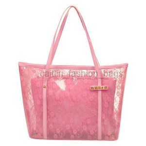 Сумки для плеча кружевные ПВХ женские летние сумки пляж Пляж ручной работы Пластика Прозрачный большой белый розовый черный caitlin_fashion_bags