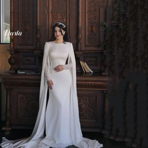 Abiti sexy urbani Classico pizzo di raso Abito da sposa a linea 2023 O Collo Manica intera con giacca Abito lungo semplice ed elegante Realizzato su misura 230828