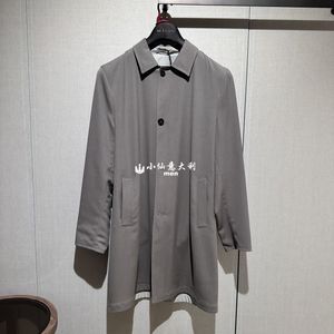 Mens Coats Spring kiton Wool Cotton Grey Long Coat