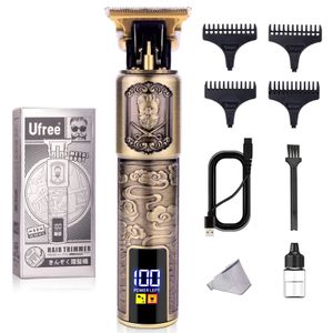 Barbeador elétrico profissional aparador de cabelo homens clippers kit de corte bigode t lâmina forros presentes para 230828