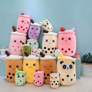 Plush Pillows Cushions 25-70cm Cute Cartoon Real-Life Bubble Tea Cup Shaped Pillow Super Soft Back Cushion Kids Toys Birthday Gift Stuffed Funny Boba 230828