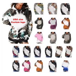 Großhandel mit Leopardenmuster, gebleichte Sweatshirts für Erwachsene, 100 % Polyester, Sublimation, leere, imitierte, gebleichte Hoodies, druckbares Logo, Batik-Pullover, Pullover, Hemden FS9544 829