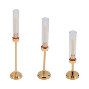 Düğün Altın Mum Tutucular Stand Taper Metal Şamdan Mum Tutucular Masa Centerpieces Dekorasyonlar İçin Set 3 PCS