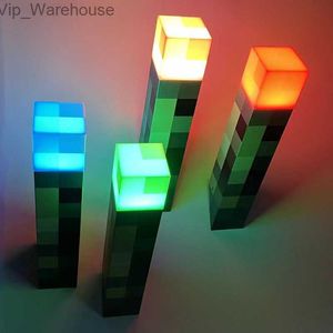 MC Game Torch Light Brownstone LED Night Light USB recarregável Decoração de quarto Abajur de mesa Lâmpada de presente para crianças Lâmpada de cabeceira HKD230829 HKD230829