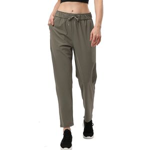 Yoga pantolonları için lu lu lemens kadın streç çıplak capris koşu zindelik gevşek düz bacak rahat spor pantolon velaFeel