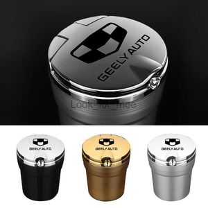 Bil LED Light AshTray Portable Cigar AshTray Alloy Ash Tray Aluminium Cup Smokeless Cup For Geely 2022 Upskaliga biltillbehör HKD230901